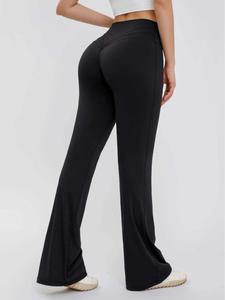 Hip Lifting Tummy Shaping Training Flared Pants Naked feel Yoga Pants Wider Flip Fold High Waist Header