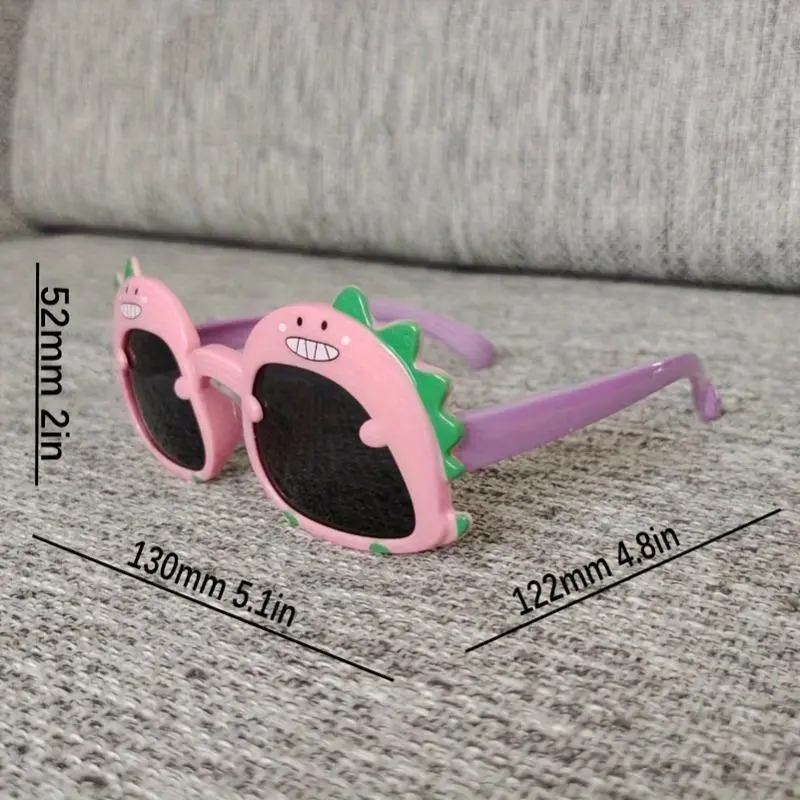 Adorable Dinosaur-Themed Youngsters' Fashion Glasses - Cute Cartoon Design with Purple Frame & Green Accents, Durable PC Material, Perfect for Boys & Girls 1