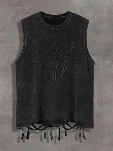 Men's Graphic Print Tank Top, Casual Street Sleeveless Round Neck Top for Summer, Men's Clothes for Daily Wear, Cotton, Menswear