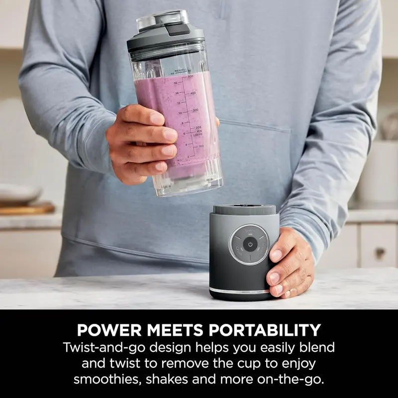 Blast Max Portable Blender, 570ml, Rechargeable Battery, Blending Cup & Leak-proof Lid, 3x Blend Functions, Makes Smoothies, Protein Shakes, Blends Ice & Frozen Fruit, Cool Grey BC251UKGY 2