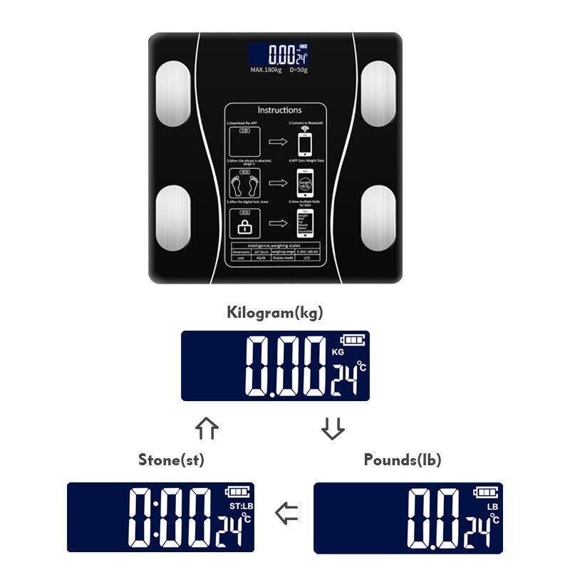 Body Fat Scale 180kg Bluetooth Smart BMI Digital Bathroom Wireless Weight Scales Christmas Gift 4