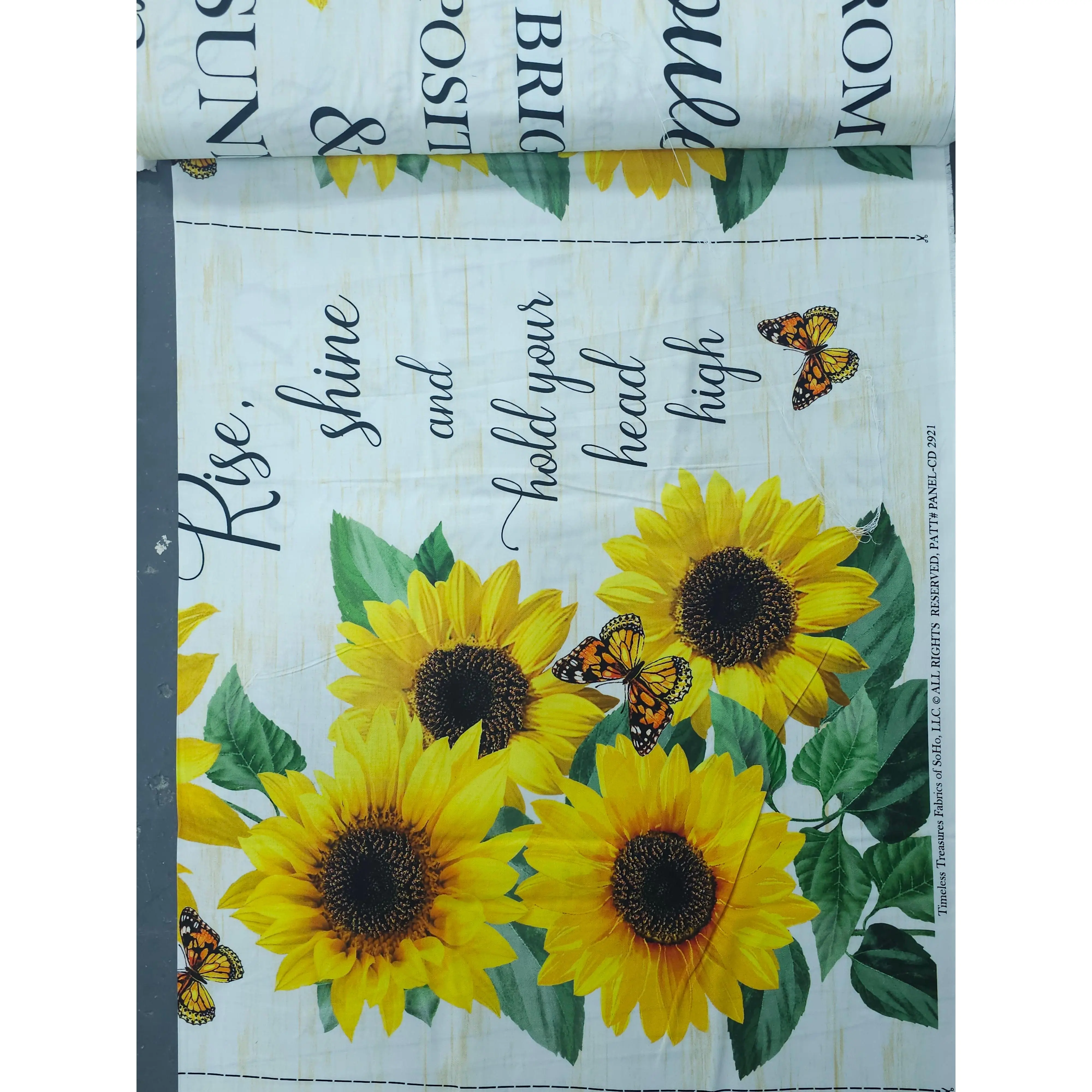 Sunflower Positive Affirmations Panel 100% Cotton