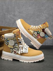 Men's Fashionable Patchwork Design Lace Up Hiking Boots, Casual Sporty Outdoor Shoes, Male All-match Round Toe Shoes for Daily Wear