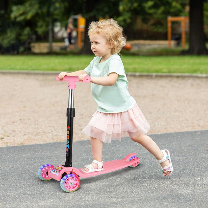 Product Introduction of Pink/Blue Kids Scooter 3 Wheels Kids Kick Push Flashing Led Light Up Adjustable 49