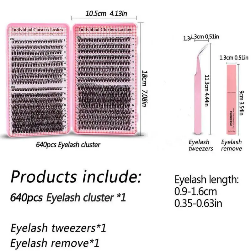 【Fast Delivery】Individual Eyelash Kit, 1 Set Mixed Length & Natural Look Fluffy Eyelashes Extension, Self Grafting Curl Eyelashes,  Lash Extension Kit, Eye Makeup Enhancement, Christmas Gift, Lash Clusters Kit(Send tweezers glue) 3