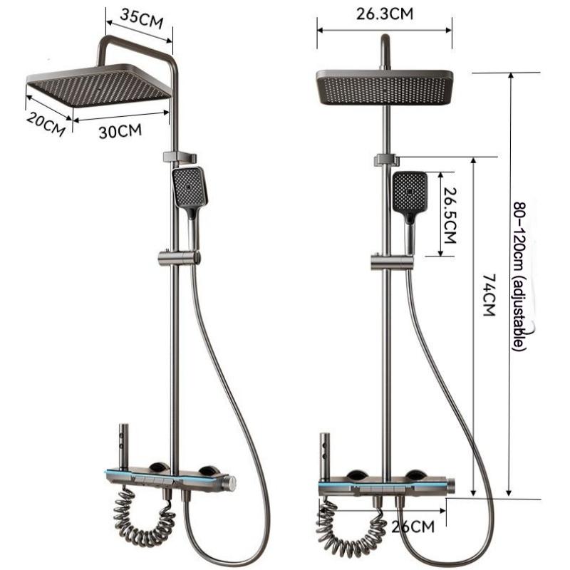 Shower Set Ambient Light Shower System Set For Bathroom Hotel Apartment Modern Digital Temperature Display Showers Faucet Set 5
