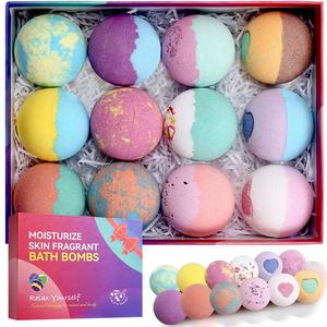 Colorful Bath Bombs, 1 Box Deeply Moisturizing & Nourishing Bath Bombs, Body Wash & Soap for Women & Men, Bathing Accessories for Home & Travel
