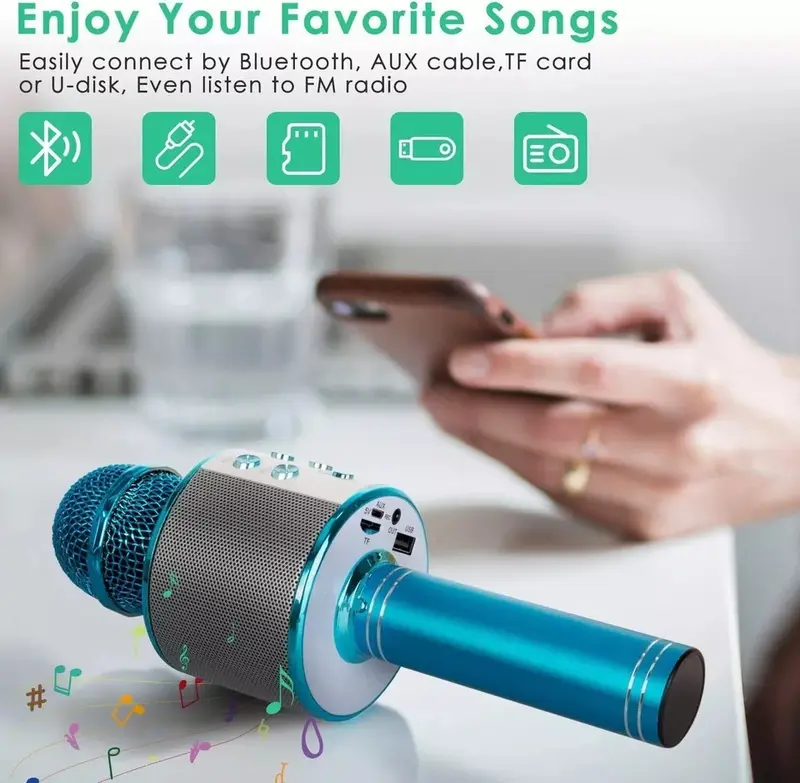 Karaoke Microphone Speaker Handheld KTV Player Mic Party Wireless Bluetooth UK 5