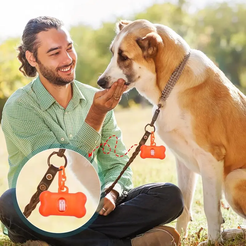 SGM 6 Pcs Dog Poop Bag Holder - Leak-Proof & Portable Dispenser for Pet Waste - Bone Shape, Vibrant Colors 4