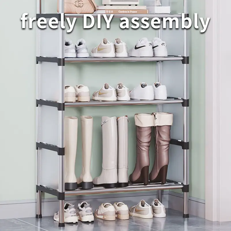 6 Tier Shoe Storage Cabinet, Modular Shoe Rack, Cube Plastic Shoe Organizer with Door, Dustproof and Waterproof for Entrance Hall, Bedroom, Living Room 5
