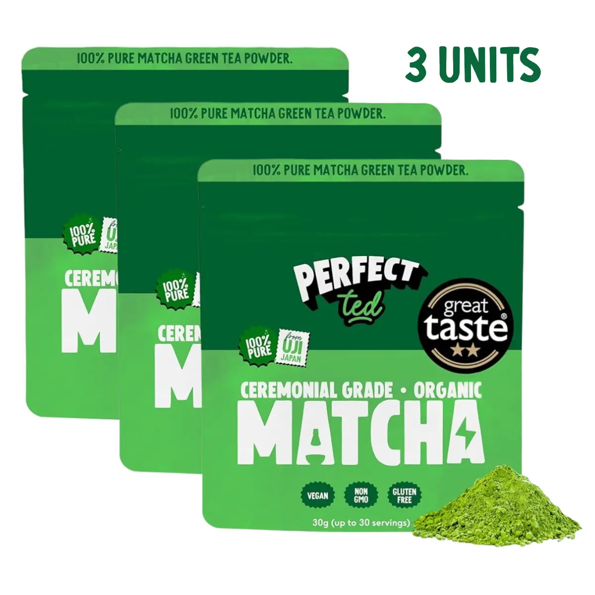 Multi-pack of PerfectTed Ceremonial Grade Matcha 30g x 3 Sachets