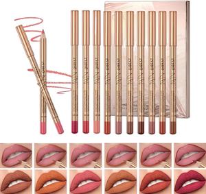 Long Lasting Lip Liner, 12pcs/set Moisturize Matte Lip Liner Pencil, Smudge Proof, Easy Coloring Lip Liner Pen for All Occasions Lip Makeup, Lip Cosmetic for Women, Lip Stain, Makeup Tools