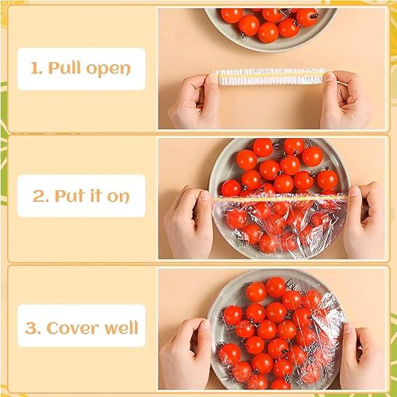 150 Pcs Colorful food cover, Food Covers, Bowl Covers, Food Storage Covers Lids, Universal Elastic Polyethylene Bowl Lids Kitchen Supplies for Fruit/Vegetable/Meat/Food 4