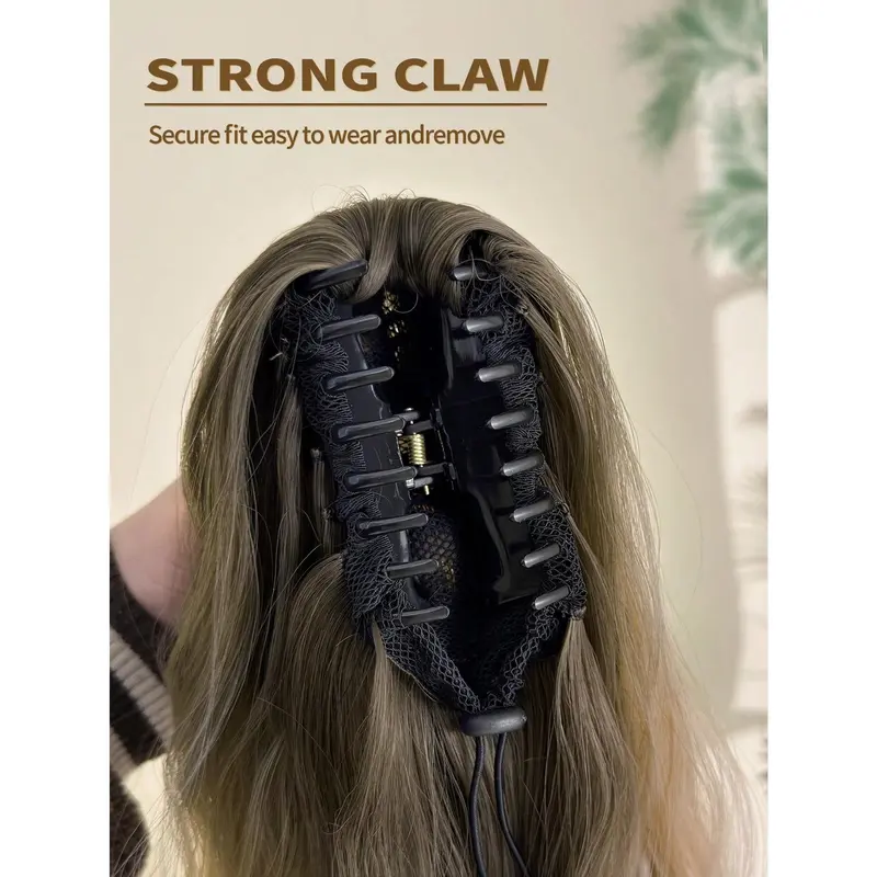 Claw Ponytail Extension Hair Ombre Long Water Wave 26 Inch Heat Resistant Fiber Synthetic Hairpiece For Women Girls Party Daily Use 5