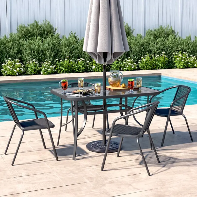 Garden Tempered Glass Wood Grain Coffee Table 4
