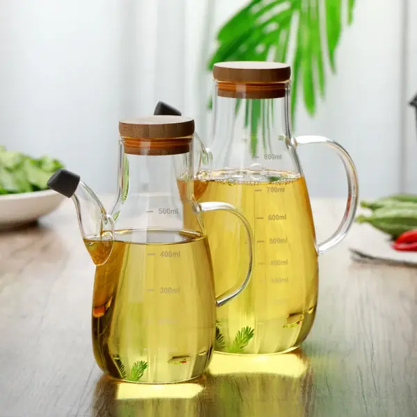 Eco-Friendly Glass Oil Bottle with Handle - Durable Kitchen Container 500/800ml 0