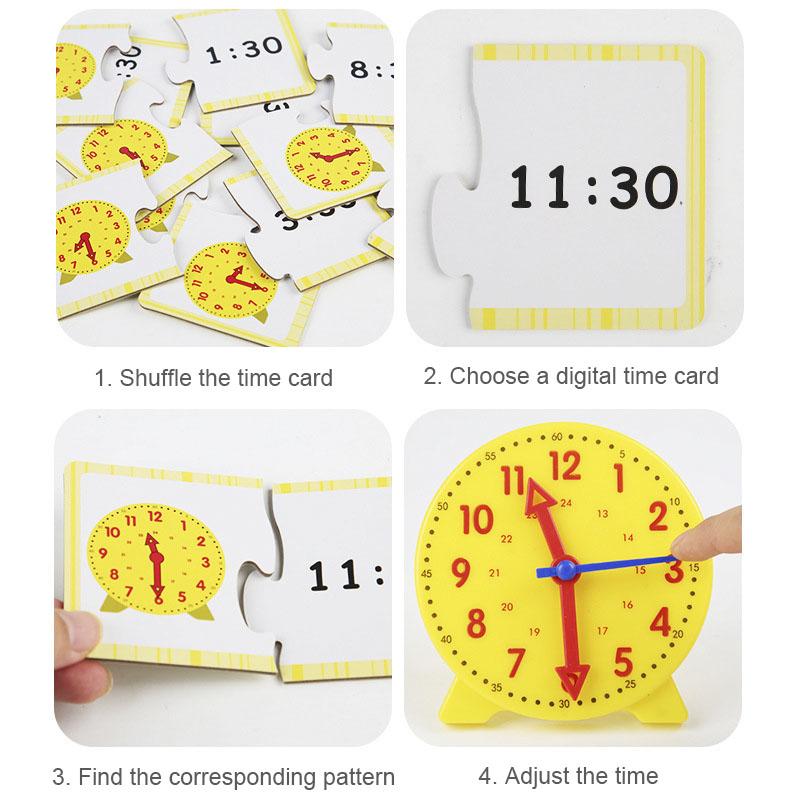 Children Montessori Clock Educational Toys Hour Minute Second Cognition Matching Puzzle Toys Kids Early Preschool Teaching Aids 4
