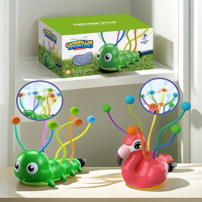 Product Introduction of New Summer Outdoor Flame Bird Caterpillar Sprinkler Animal Rotation Swinging Sprinkler Lawn Water Playing Children's Toy 0