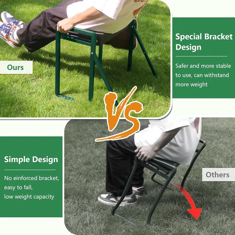 seasky Foldable Garden Kneeling and Seat,Anti-Tipping Garden Stool Widened Thick Soft Kneeling Pad, Heavy Duty Gardening Stool with Garden Tool Bag,Gardening Gift (Deep Green) 6
