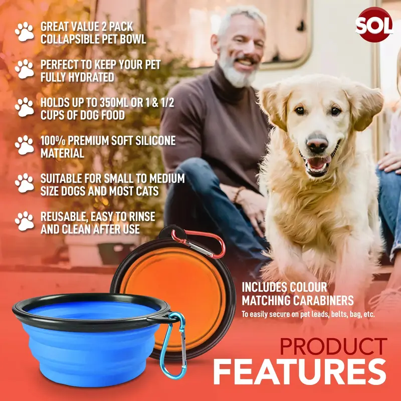Collapsible Dog Cat Pet Bowl Food Water Feeding Silicone Dish Portable Travel 4
