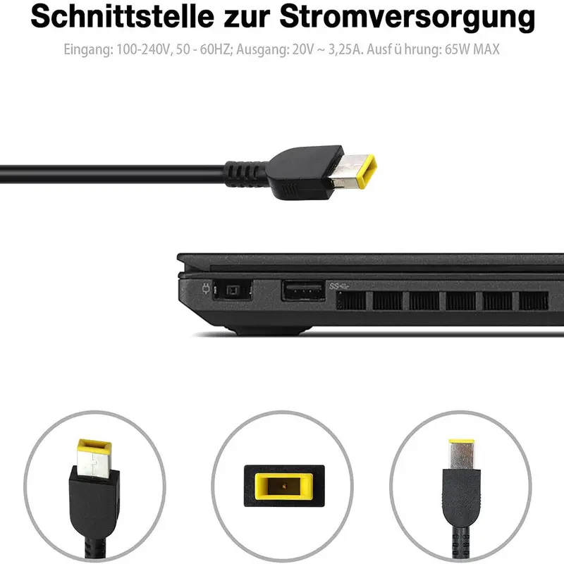 Replacement Charger for Lenovo Laptops - 20V 65W 45W AC Power Adapter | Compatible with ADLX45NDC3A UK Plug Fast Charge 3