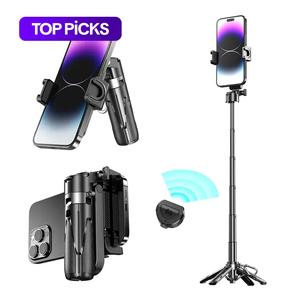 Selfie Stick Tripod, Extendable Grip Phone Tripod with Detachable Remote, 3-in-1 Mini Phone Grip, Vlog Livestreaming Photography Tool, for Cellphone, Selfie Accessories