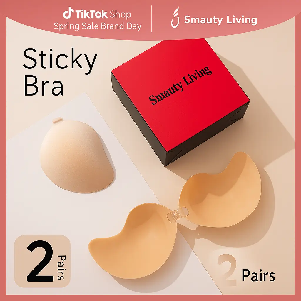 【50 %off】Adhesive V-Cup Push-Up Sticky Bra Fabric, 2-Pair Set – Invisible Wireless Bra for Women; Comfortable, Party & Bridal Wear with Basic Minimalist, Multicolor, Sexy Design