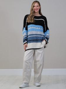 Women's Oversized Multi Stripes Knitted Woolen Jumper Casual Nd Comfortable For Ladies