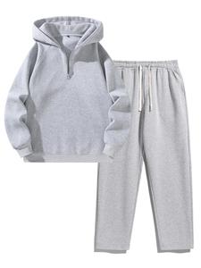 Men's Solid Raglan Sleeve Hoodie & Pants Two-piece Set, Casual Regular Fit Long Sleeve Hooded Sweatshirt & Pants for Daily Wear, Men's Two-piece Outfits for Fall & Winter