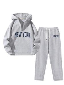 Men's Letter Print Drop Shoulder Hoodie & Straight Leg Pants Set, Casual Fashion Cozy Breathable Outfits for Daily Outdoor Wear, Men Clothes for Fall & Winter