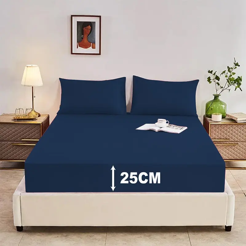 New  Fitted Bed Sheet 25cm Extra Deep, Wrinkle, Fade, and Stain Resistant Polycotton Fitted Sheet, Luxurious and Cosy Soft Non-Iron Bedding Fitted Bottom Sheets 8