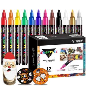 Multifunctional Acrylic Marker Drawing Pen, 12pcs/set Painting Coloring Pen, Art Supplies for Rock Painting Wood Plastic Canvas Glass Decoration