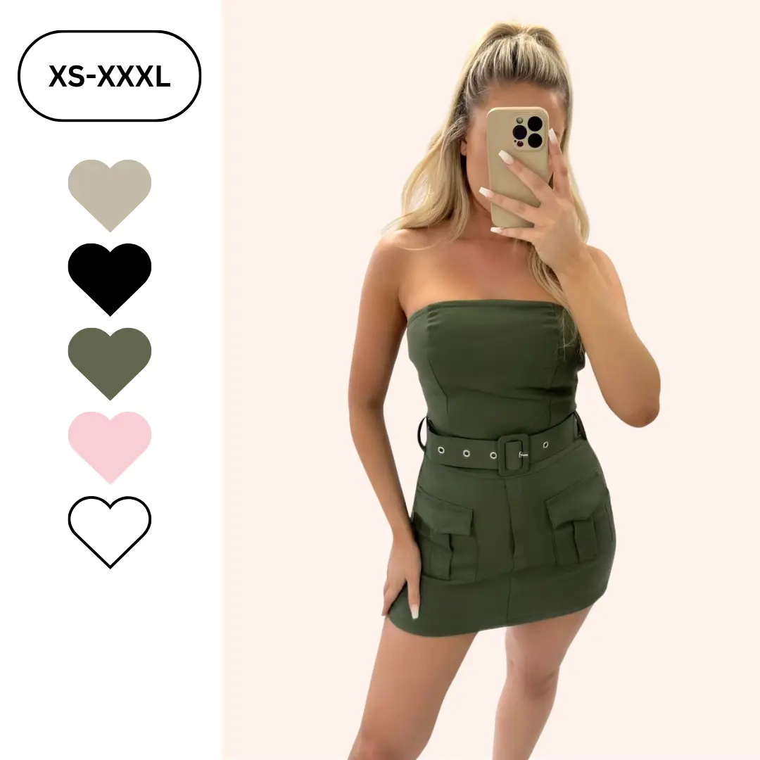 Belted Bandeau Cargo Playsuit - 5 colours Comfort Fabric