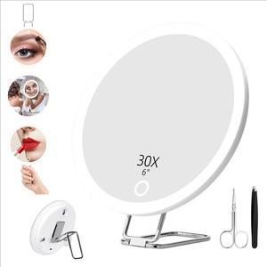 Rechargeable Lightweight Makeup Mirror, Adjustable Light Makeup Mirror with Metal Stand & 3 Suction Cup, LED Bathroom Mirrors, Led Vanity Mirror, Portable Compact Travel Mirror for Makeup, Shaving & Skincare, Bathroom Decoration, Lighted Mirror