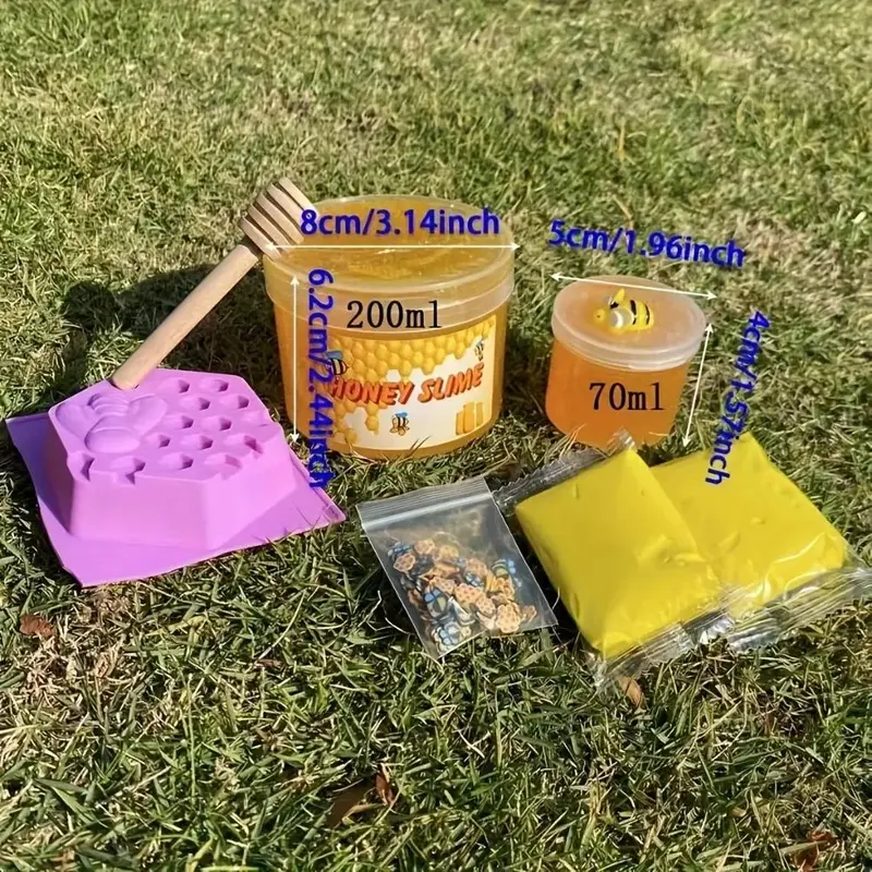 2025 New Honeycomb Slime Toy DIY Yellow Transparent Honey Slime Set Simulated Handmade Clay Toy Stretchy Toy Squishy Toy Gift for Kids 2