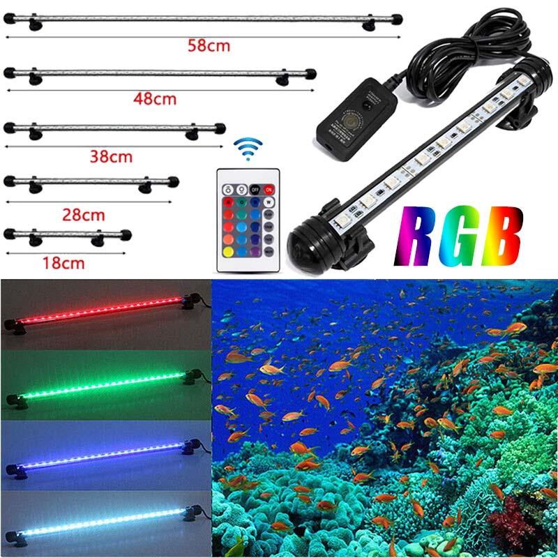 Submersible aquarium light fish tank light LED multi-color RGB waterproof fish tank light underwater crystal glass light 3-layer waterproof remote control brightening light 4