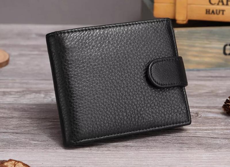 Product Introduction of Men's RFID Blocking Genuine Leather Wallet with Snap Button leather wallet 1