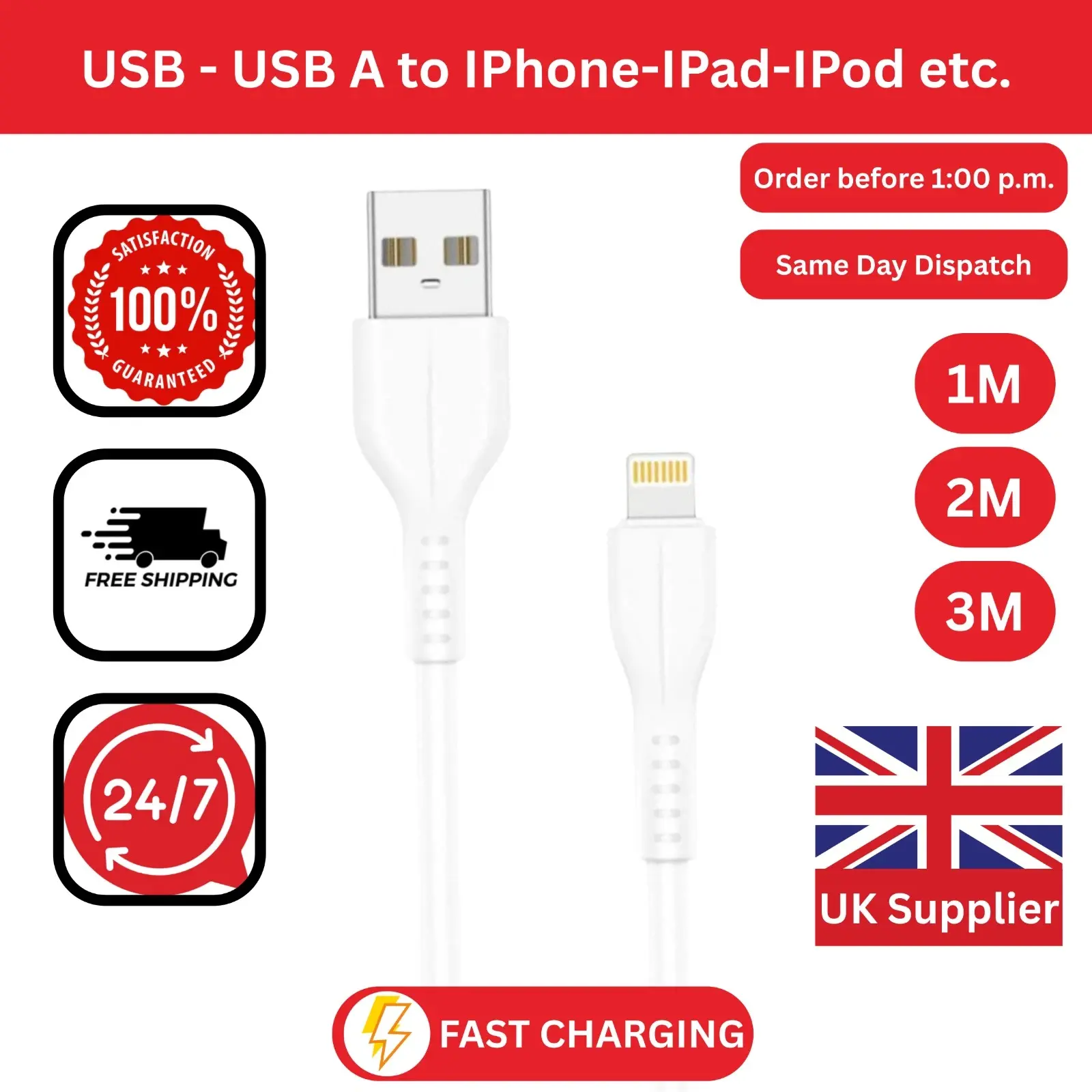 USB to Type-C Charging Cable 2A, Fast Charging & High-Speed Data Transfer,Compatible with Android Phones,iPhone 15 and iPhone 16, Samsung, Tablets & Laptops - White | 1M 2M 3M