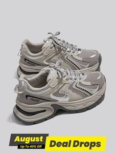 Women's Fashionable Lace Up Platform Sneakers, Casual Comfortable Breathable Sports Running Shoes, Workout Lightweight Running Sneakers, All-match Round Toe Chunky Sneakers for Daily Wear, Athletic Outdoor Running Shoes