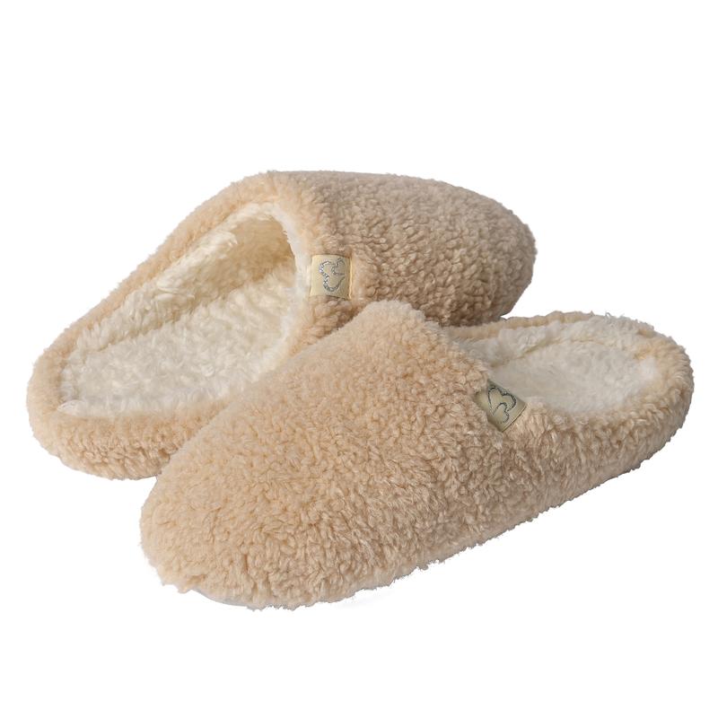 Ladies Fleece Slippers Womens Memory Foam Mule Two-Tone Breathable Soft Cosy 5