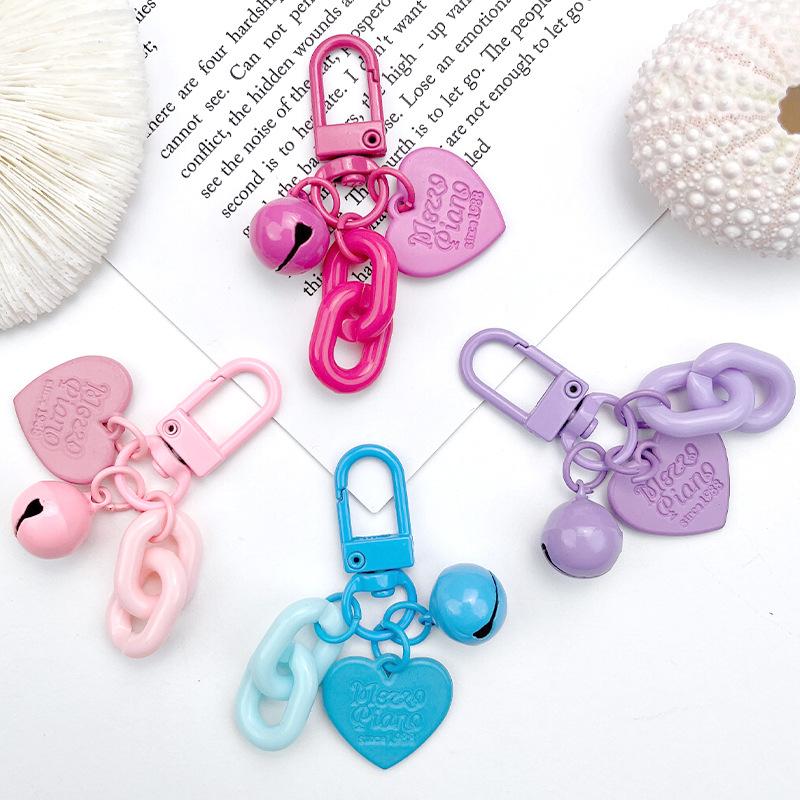 Cute macaron love bell chain keychain DIY acrylic chain earphone cover decorative bag pendant 7