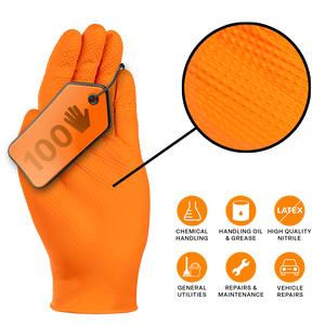 SKYTEC TX925 Diamond Grip Orange Nitrile Disposable Mechanic Gloves (BOX of 100)