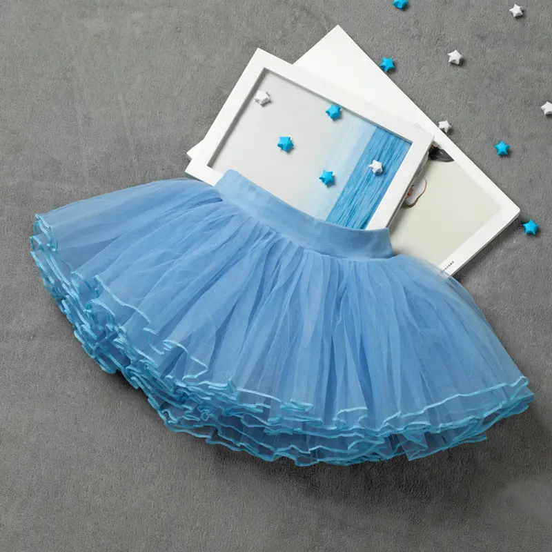Girls Ballet Tutu Skirts Pink Kids Fluffy 4 layer Soft Yarn Tulle Skirts White Elastic Ballet Leotard Skirts 4