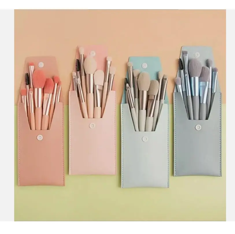 8X Makeup Brush Set Foundation Blush Eyeshadow Lip Brushes Make Up Bag Case UK