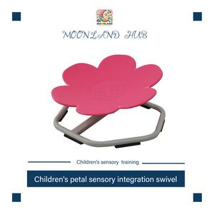 MOONLAND Flower children's swivel chair. Suitable for children with autism. Sensory swivel chair. Trains body co-ordination. Non-slip and 360° swivel for children aged 3 years and above. Pink, purple, blue and yellow.
