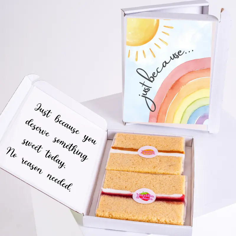 Just Because Rainbow Gift | Lovingly baked for someone who matters | MailBakes Letterbox Cake | Freshly Baked Gift | Free UK Next Day Delivery | Handmade in the UK | A Thoughtful Treat for Any Occasion 0