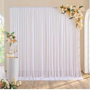Solid Color Wedding Party Backdrop, 2 Counts/set Transparent Curtain Set, Versatile Photo Background, Perfect for Bridal Party, Baptism, Birthday, Banners