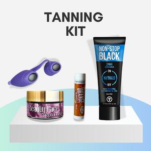 Tanning Kit - Non-Stop Black Accelerator Bottle, Goggles, SPF Lip Balm & Face Pot