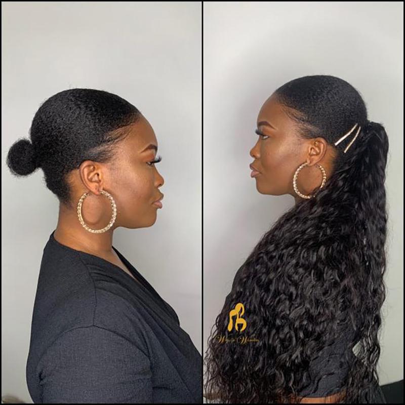 Water Wave Ponytail Human Hair Extensions Wrap Around Ponytail Drawstring Ponytail Brazilian 9A Hair Pony Tail Clip in Hairpiece 2