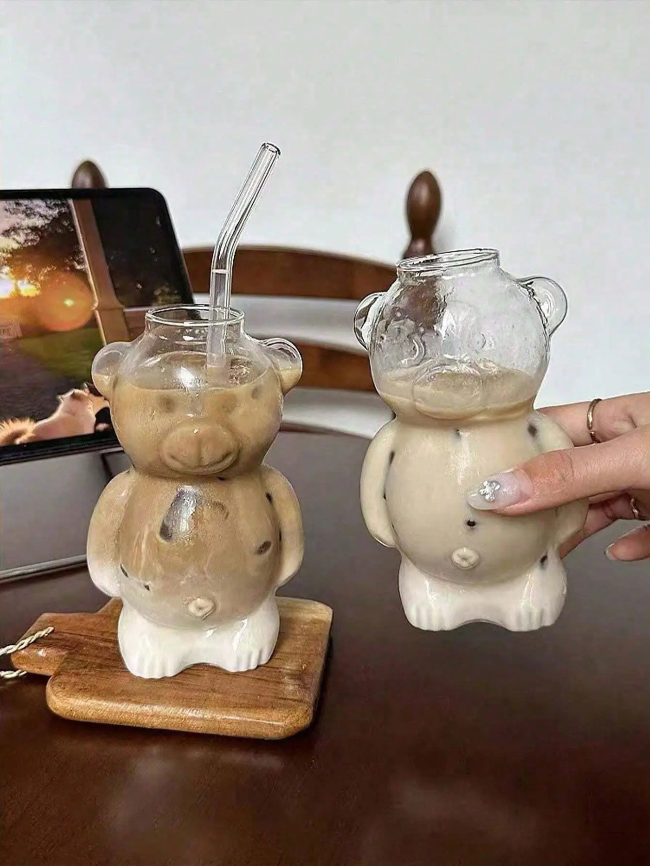 Cartoon Bear Glass Coffee Cup, Funny Birthday Gift For Girls, Creative And Cute Drinkware